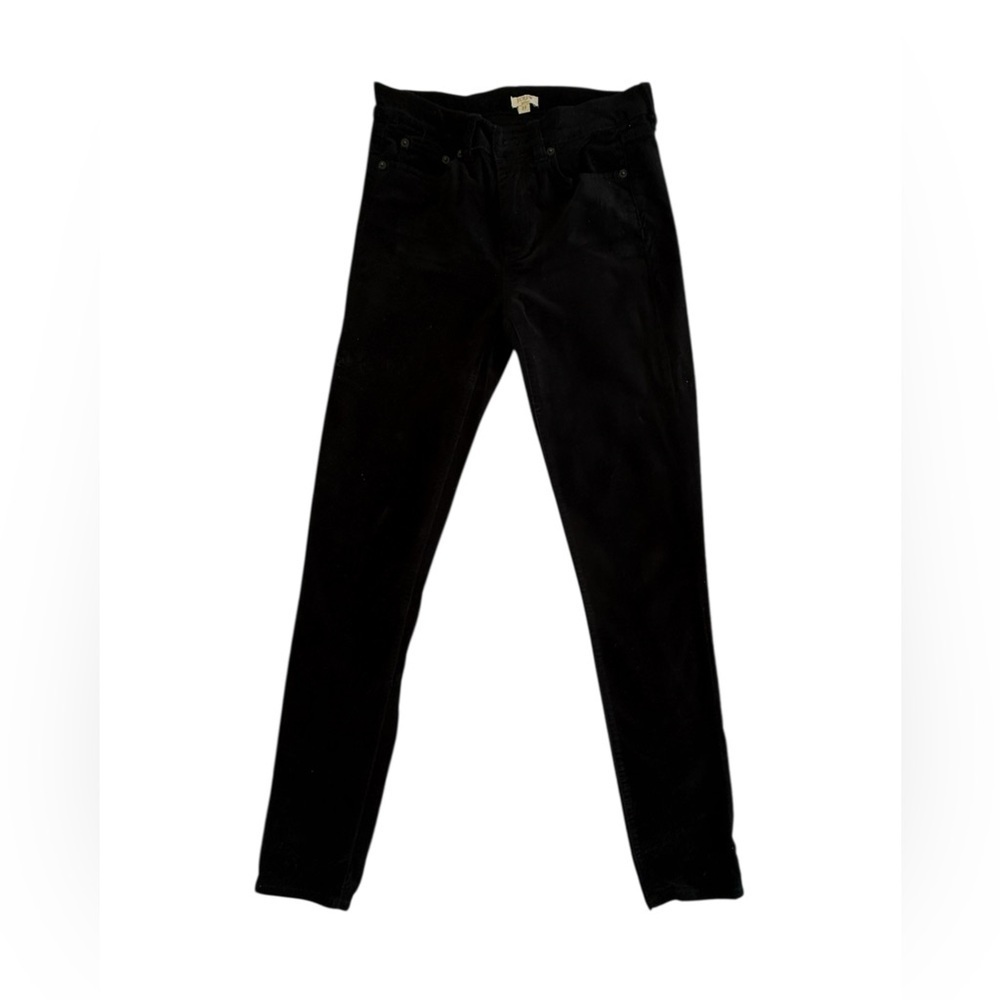 J.Crew Black Velvet Low Rise Pants Size 27 Stretch Cotton slim fit skinny
